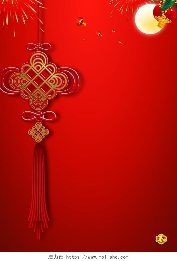 节日中国结喜庆2019新年猪年过年红色海报展板背景